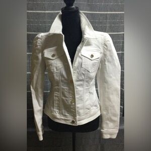 BHBM Puff Sleeve,White Denim Jacket-Small